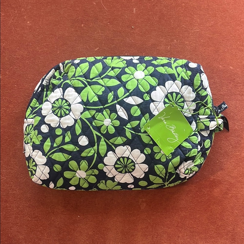 Vera Bradley Green and White Floral Cosmetic Bag